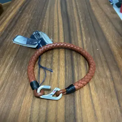 Joya Tommy Hilfiger Pulsera de piel trenzada marrón claro