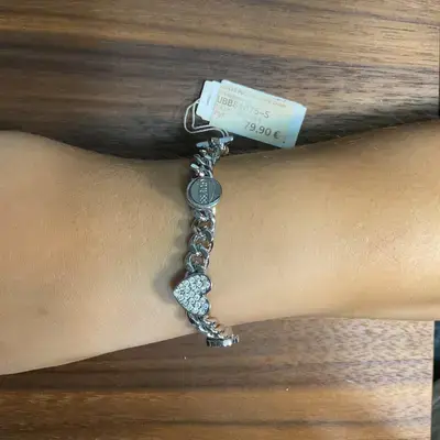 Joya Guess Pulsera plateada de eslabón grueso